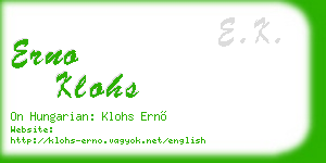 erno klohs business card